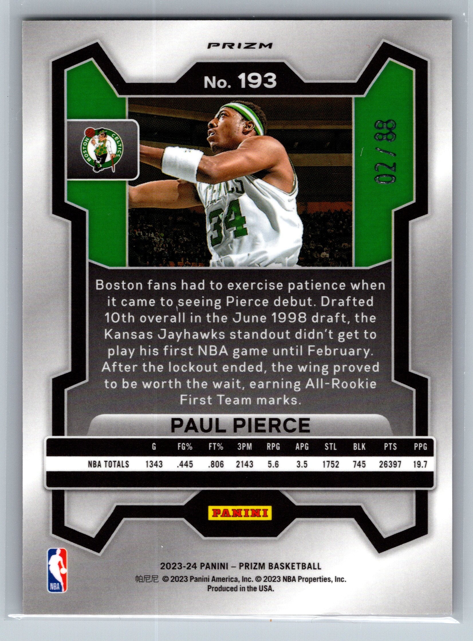 2023 Panini Prizm Paul Pierce Multi Wave /88 #193