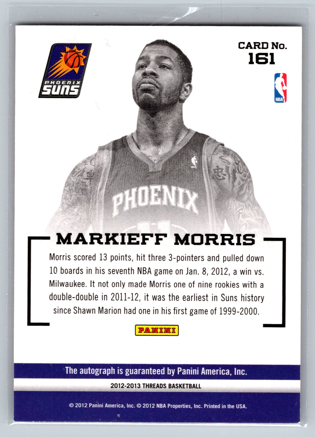2012 Panini Threads Markieff Morris On-Card Autograph #161