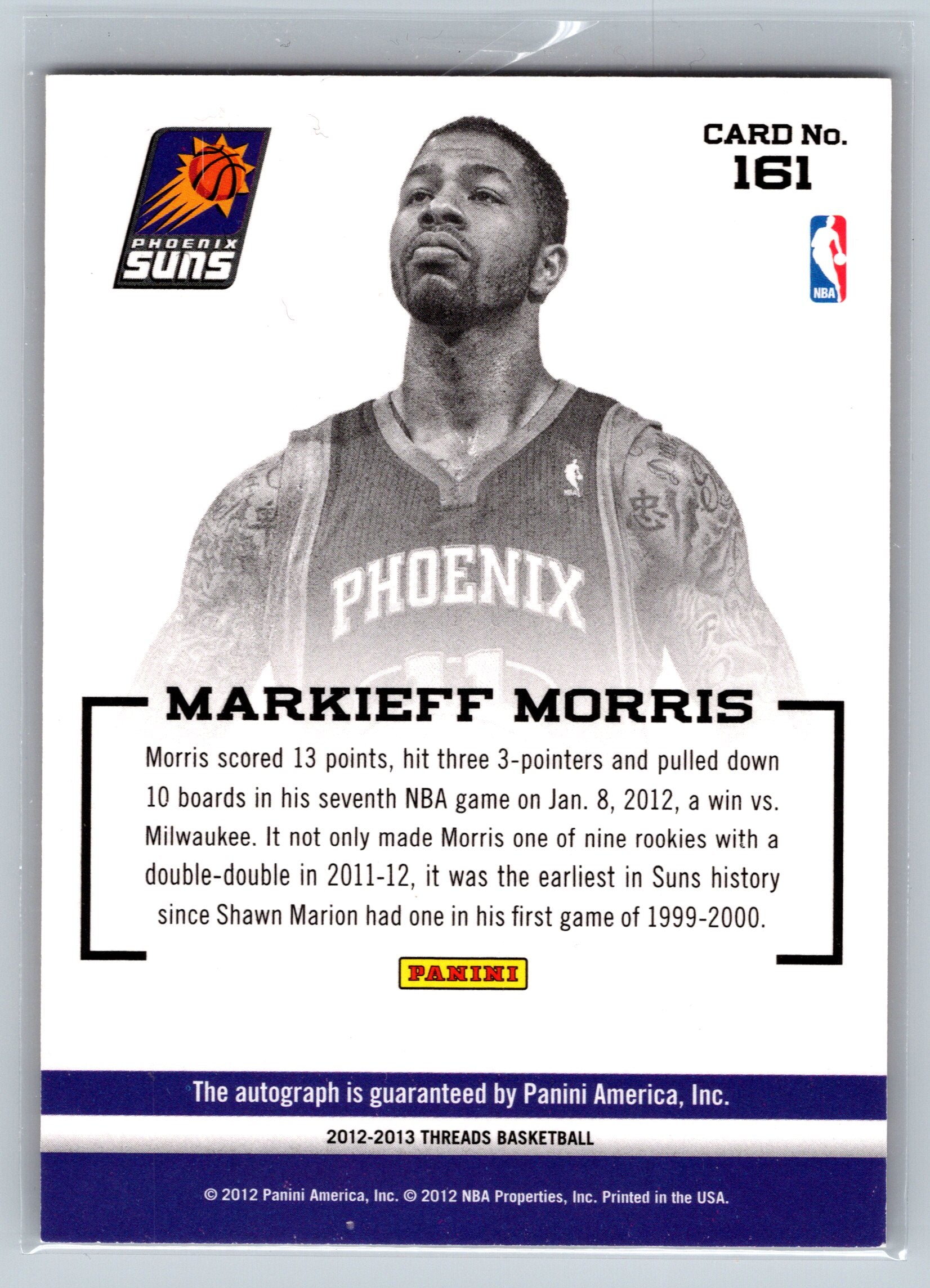 2012 Panini Threads Markieff Morris On-Card Autograph #161
