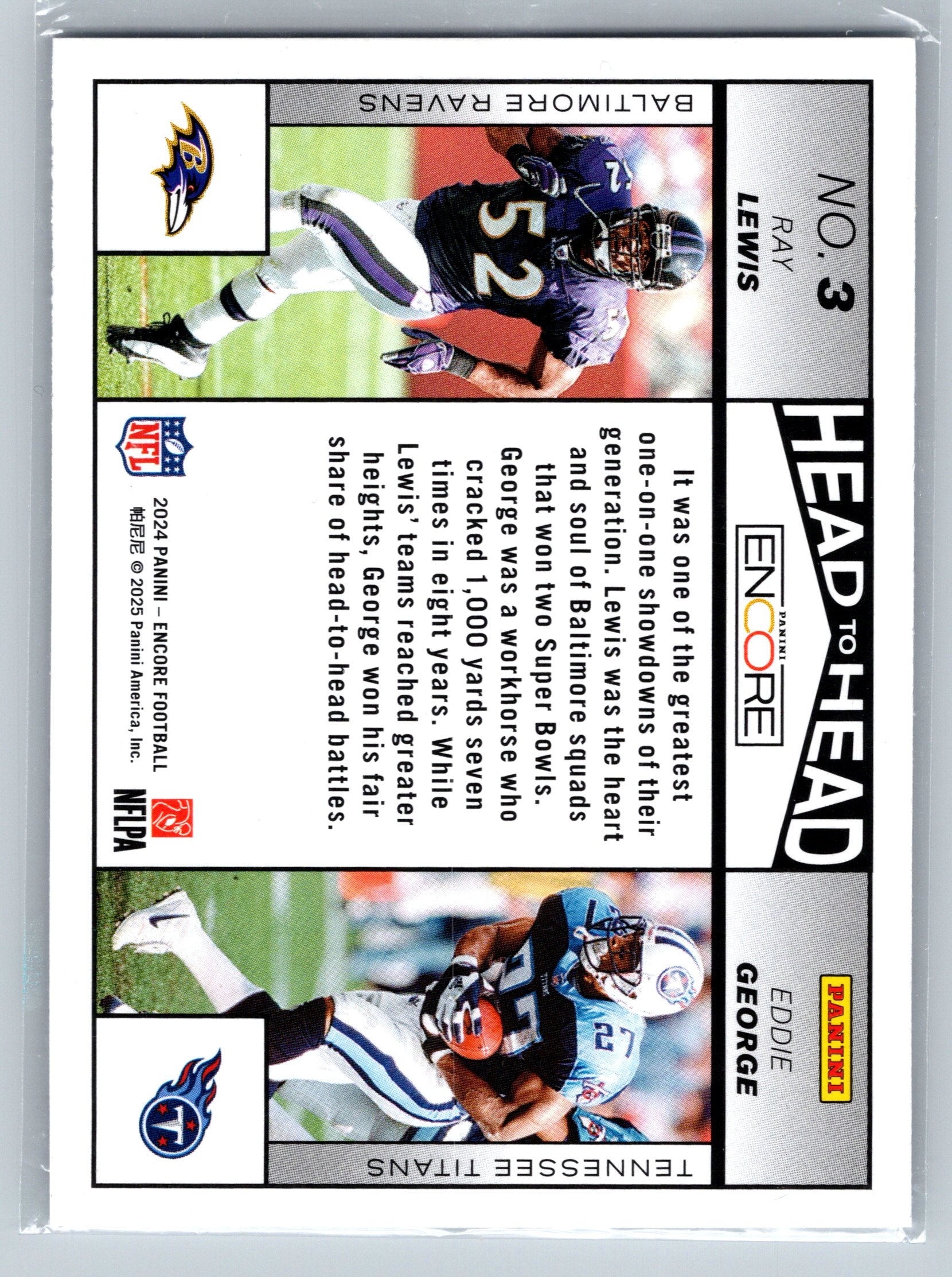 2024 Panini Pinnacle Ray Lewis Eddie George Head to Head #3