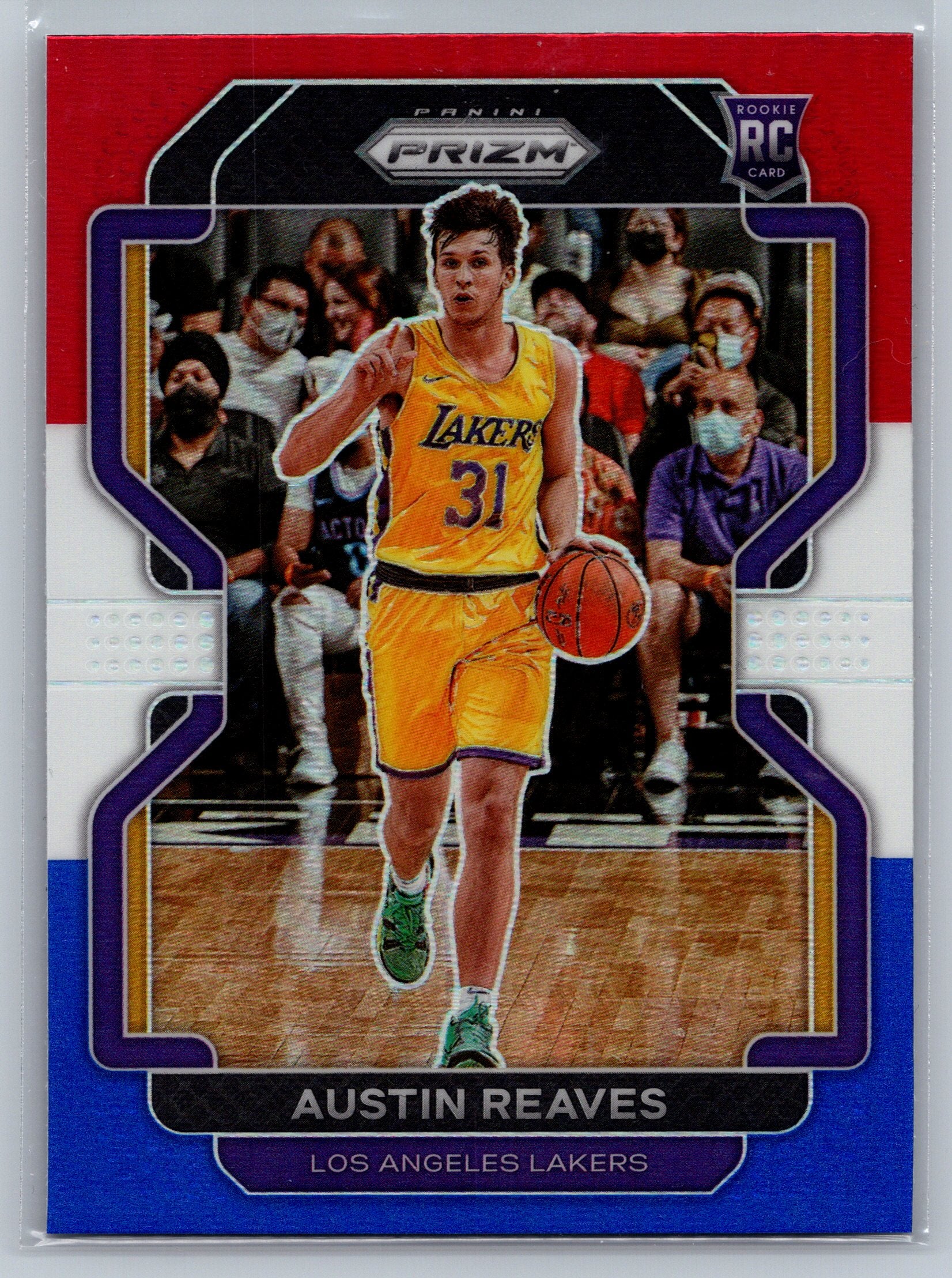 2021 Panini Prizm Austin Reaves Red White & Blue Rookie Card #165