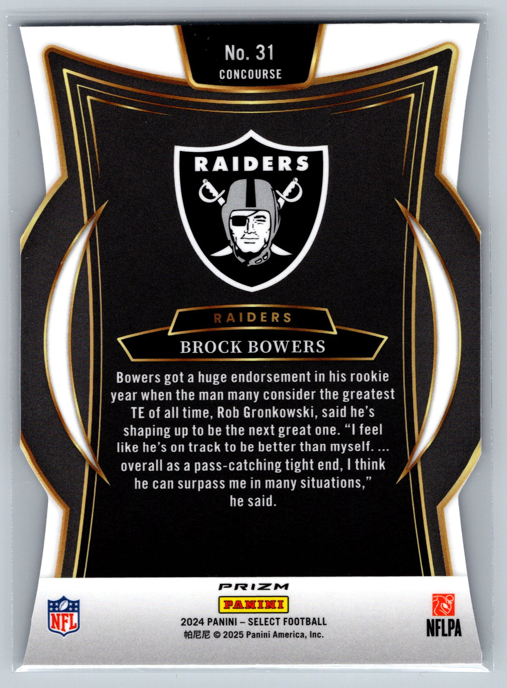 2024 Panini Select Brock Bowers Concourse Level Silver Die-Cut Rookie Card #31