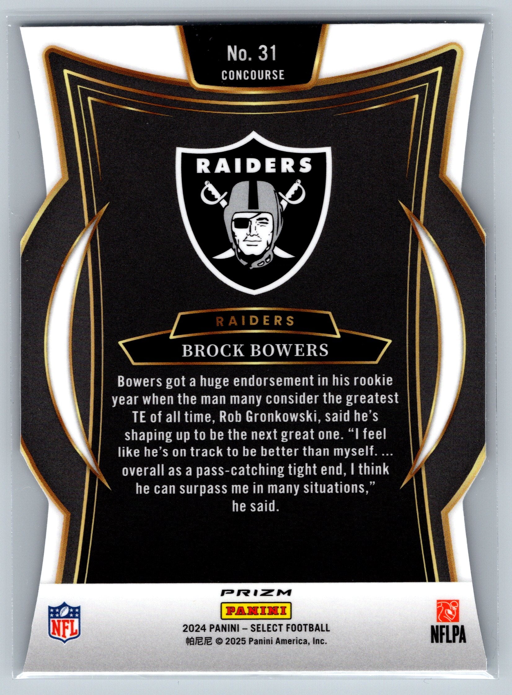 2024 Panini Select Brock Bowers Concourse Level Silver Die-Cut Rookie Card #31