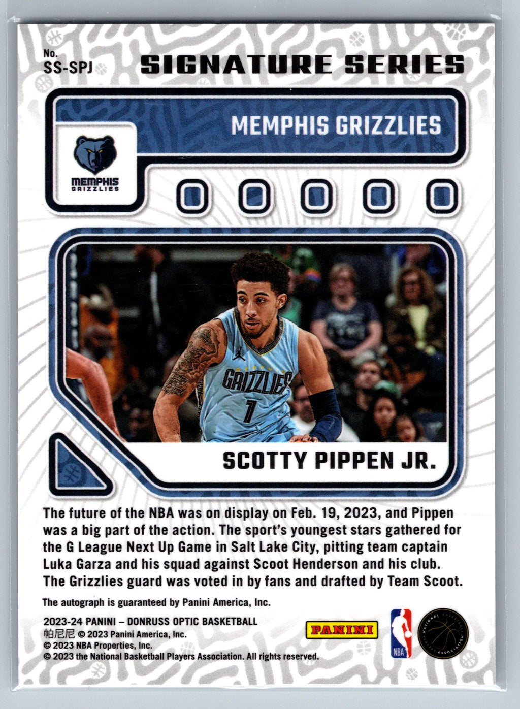 2023 Panini Optic Scotty Pippen Jr. Signature Series Autograph #SS-SPJ