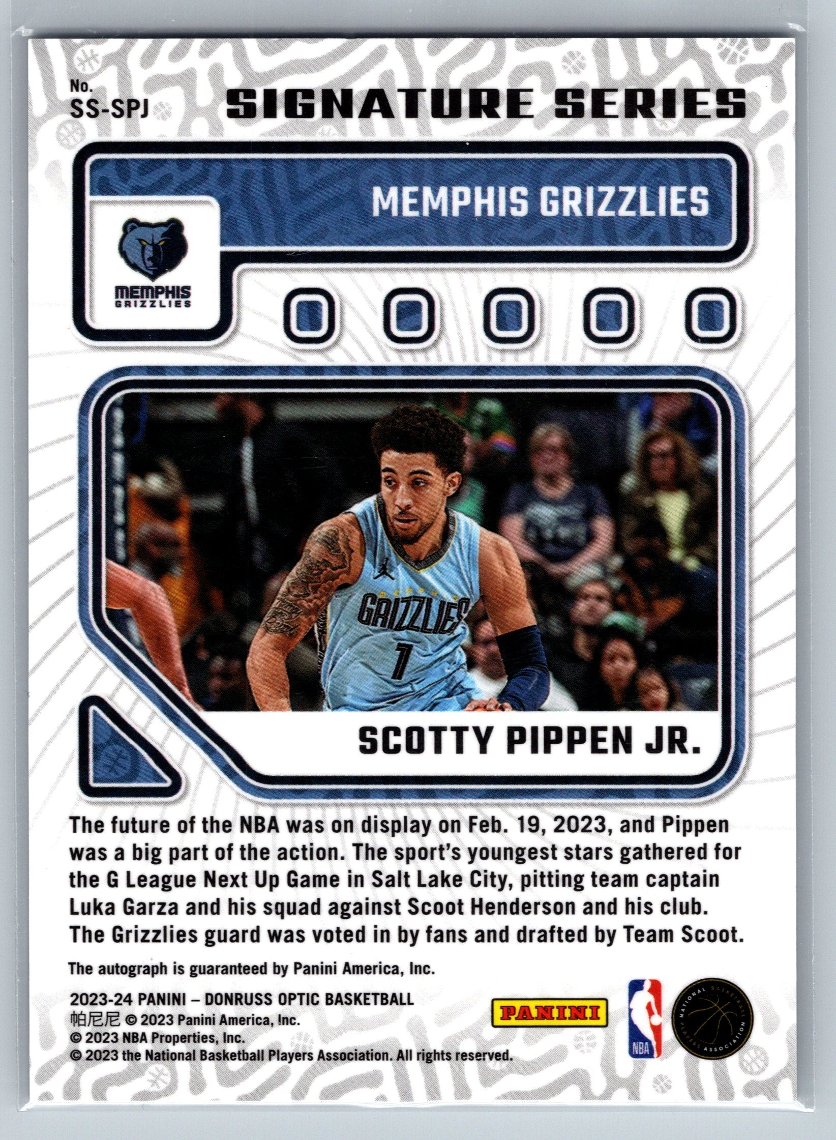 2023 Panini Optic Scotty Pippen Jr. Signature Series Autograph #SS-SPJ