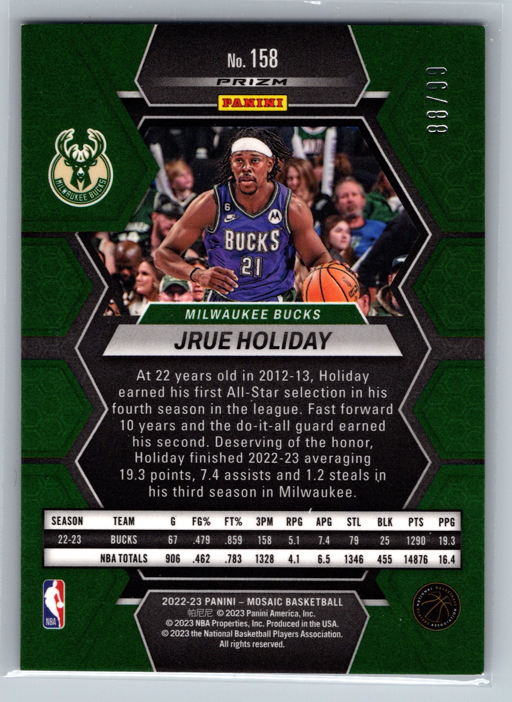 2022 Panini Mosaic Jrue Holiday Purple /99 #158