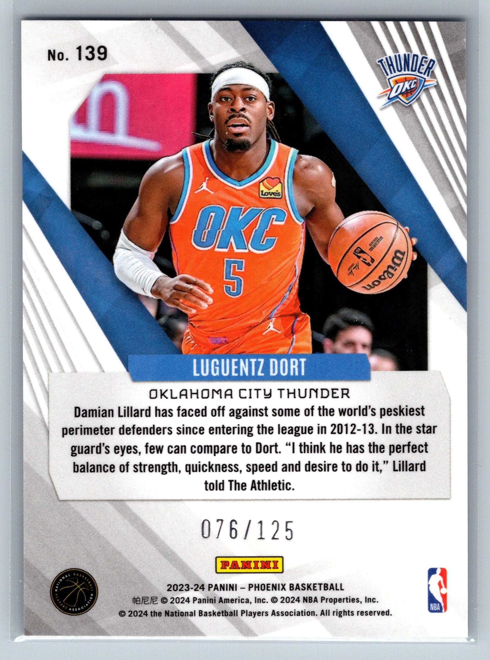 2023 Panini Phoenix Luguentz Dort White Ice /125 #139