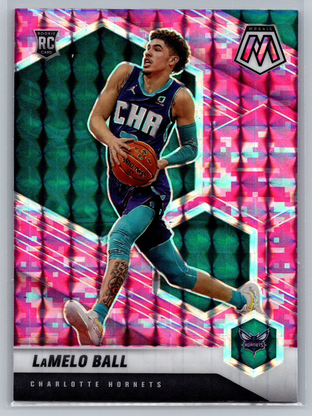 2020 Panini Mosaic LaMelo Ball Pink Camo Rookie Card #202