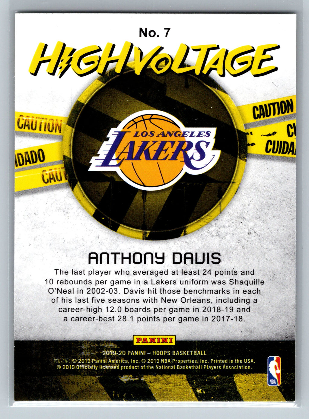 2019 Panini NBA Hoops Anthony Davis High Voltage #7