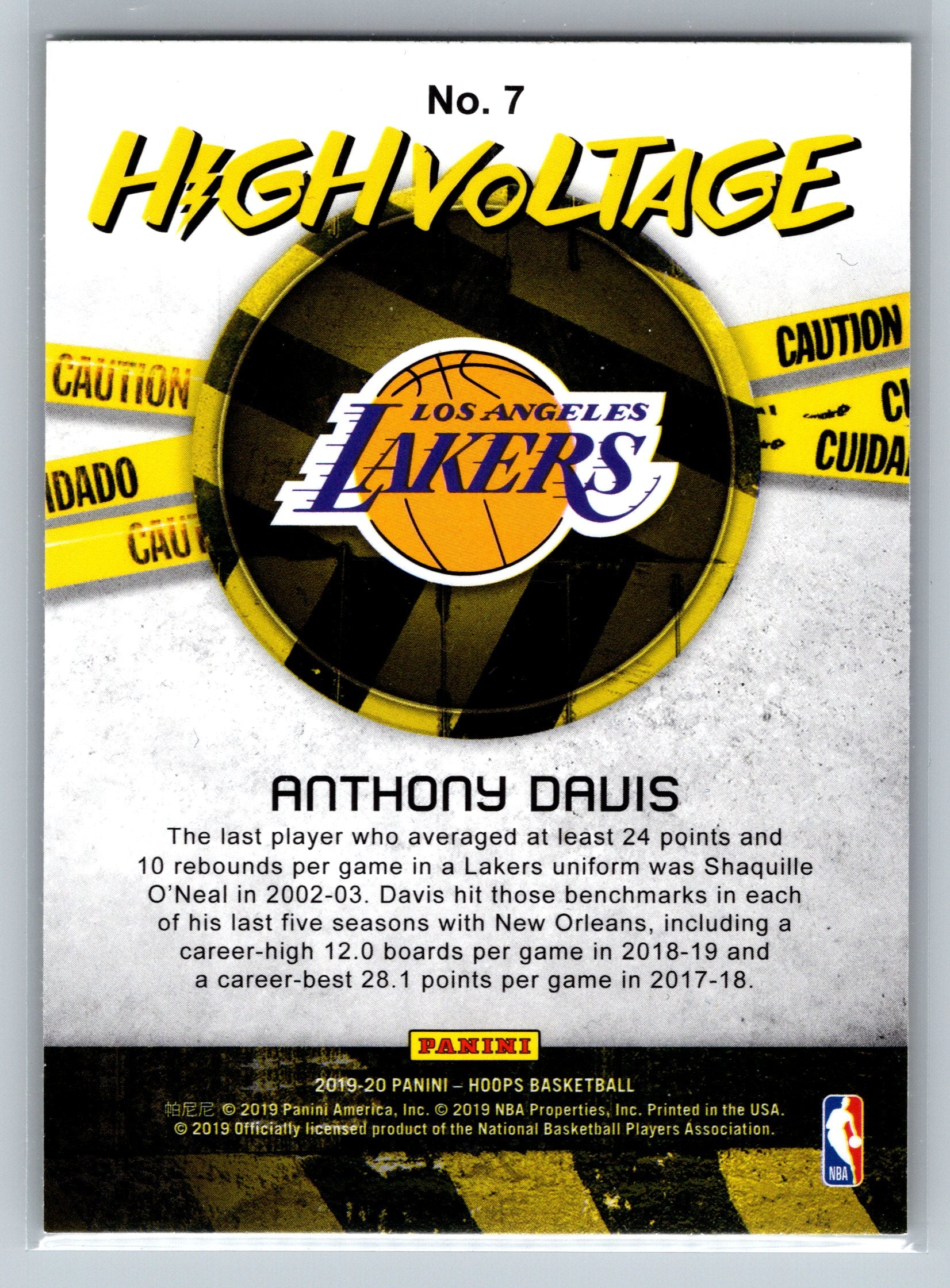 2019 Panini NBA Hoops Anthony Davis High Voltage #7