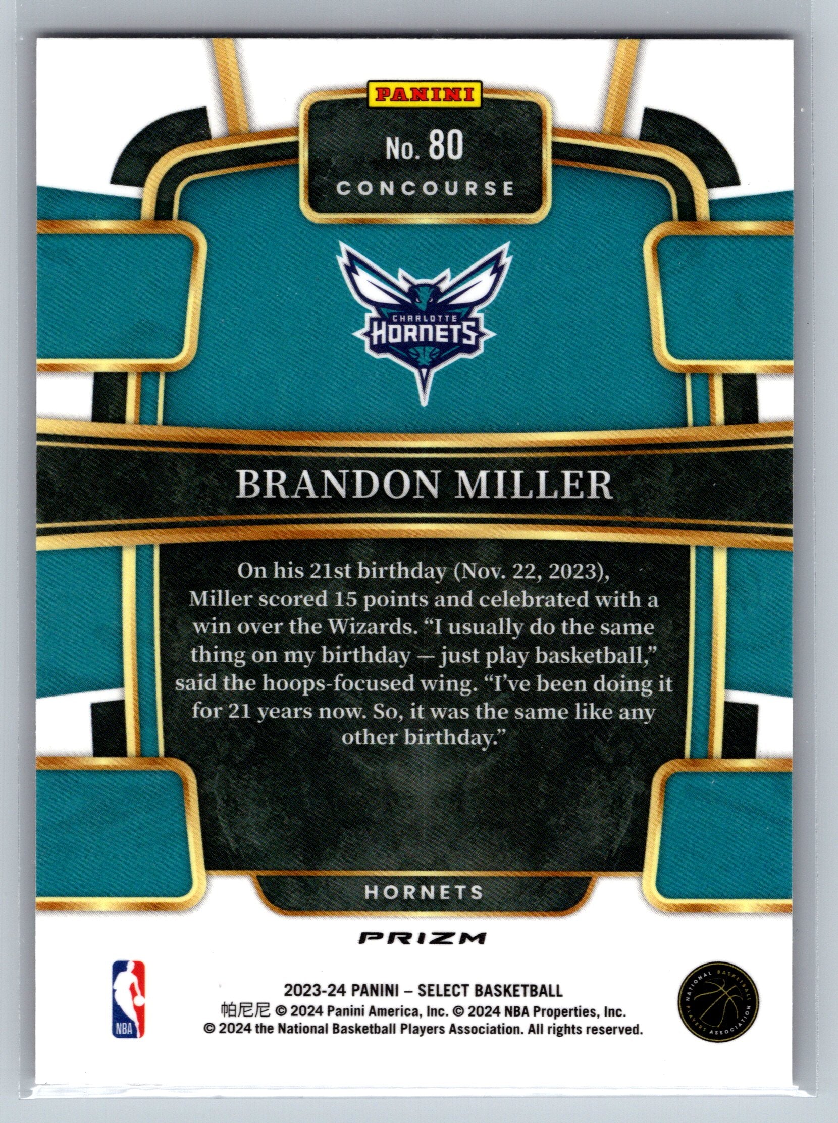 2023 Panini Select Brandon Miller Red Cracked Ice Concourse Level Rookie Card #80