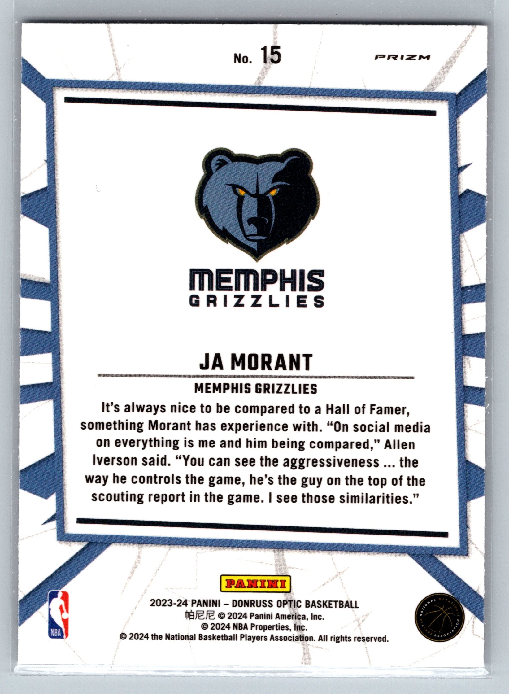 2023 Panini Optic Ja Morant Purple My House #15
