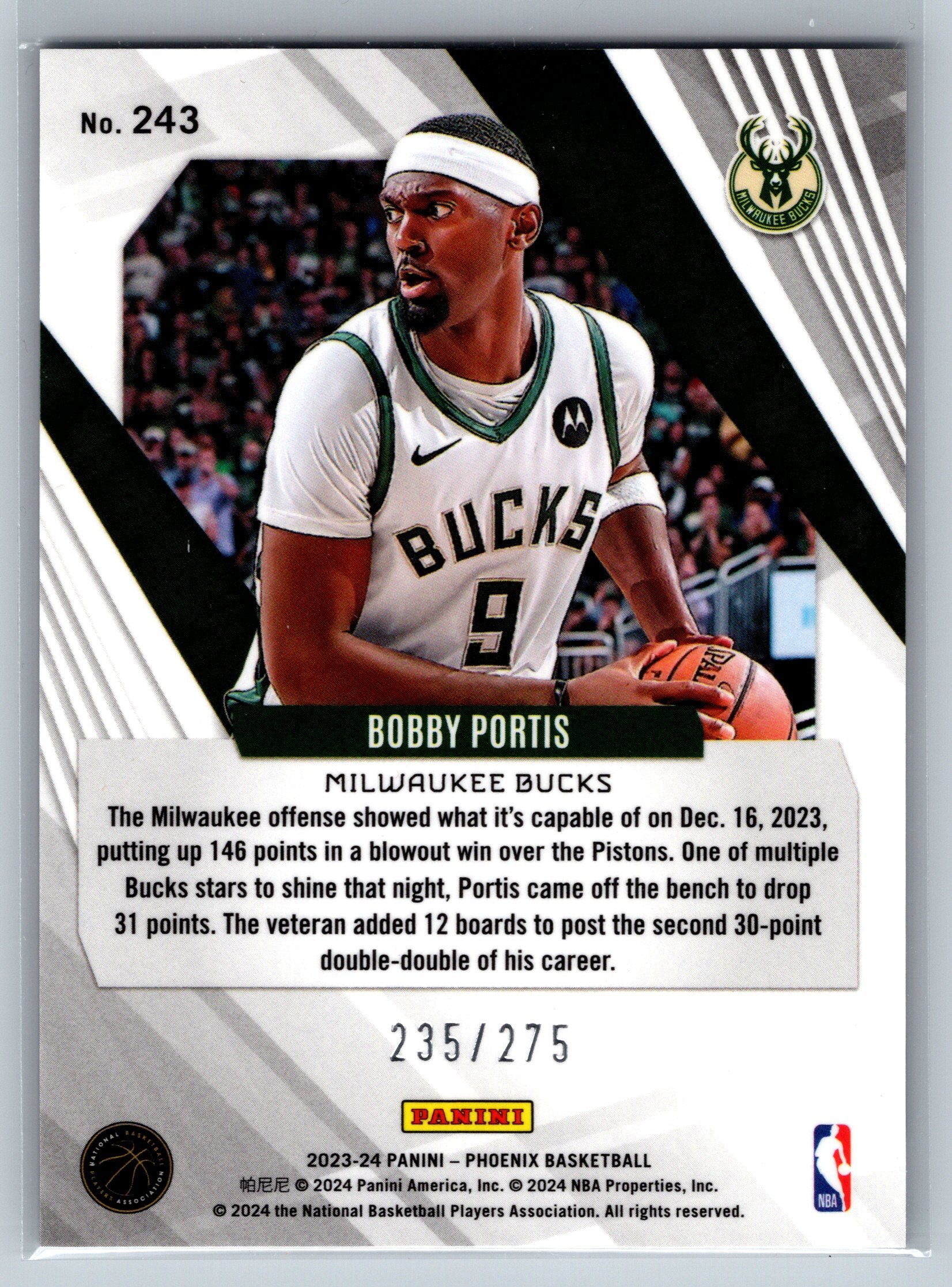 2023 Panini Phoenix Bobby Portis Maroon Ice /275 #243