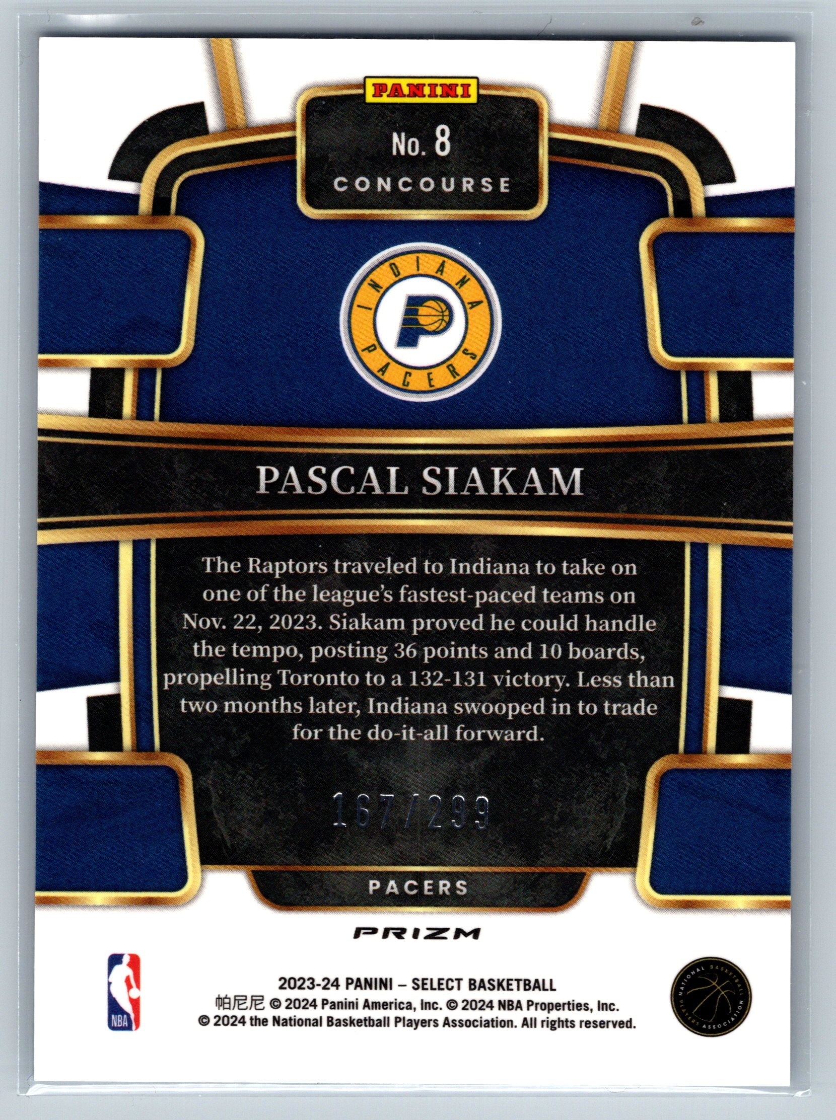 2023 Panini Select Pascal Siakam Light Blue Concourse Level /299 #8