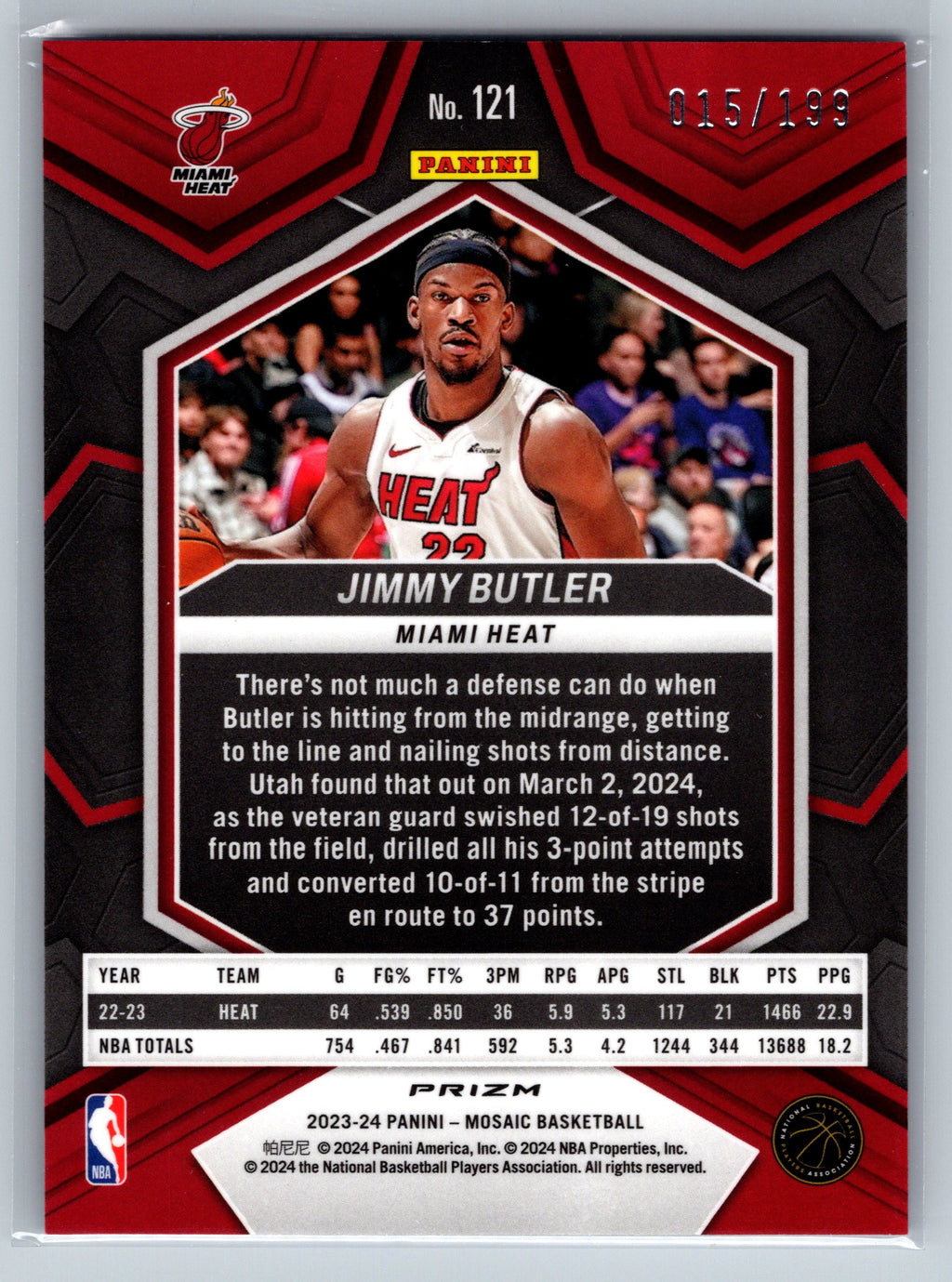 2023 Panini Mosaic Jimmy Butler Blue /199 #121