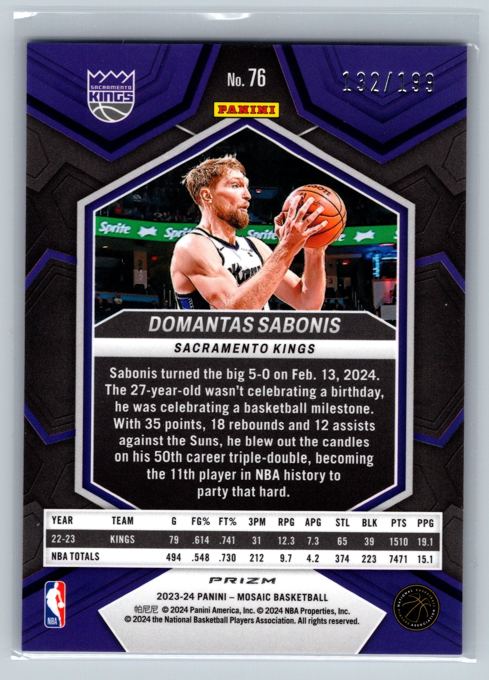 2023 Panini Mosaic Domantas Sabonis Blue /199 #76