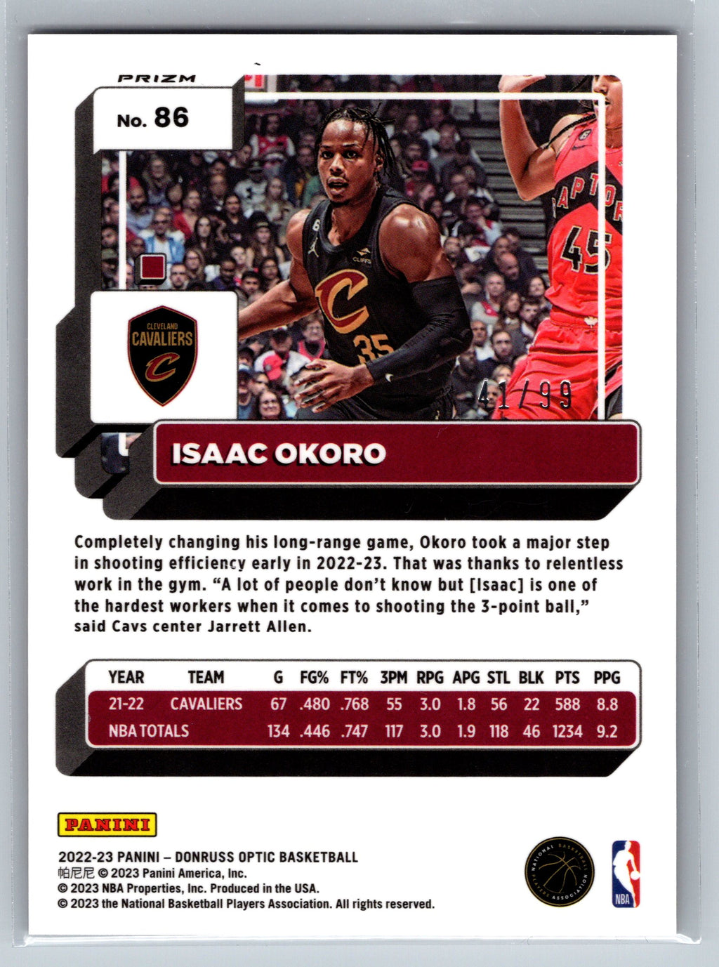 2022 Panini Optic Isaac Okoro Red Yello Wave /99 #86