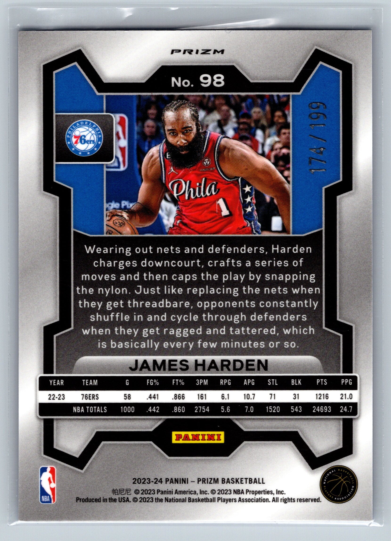 2023 Panini Prizm James Harden Blue /199 #98
