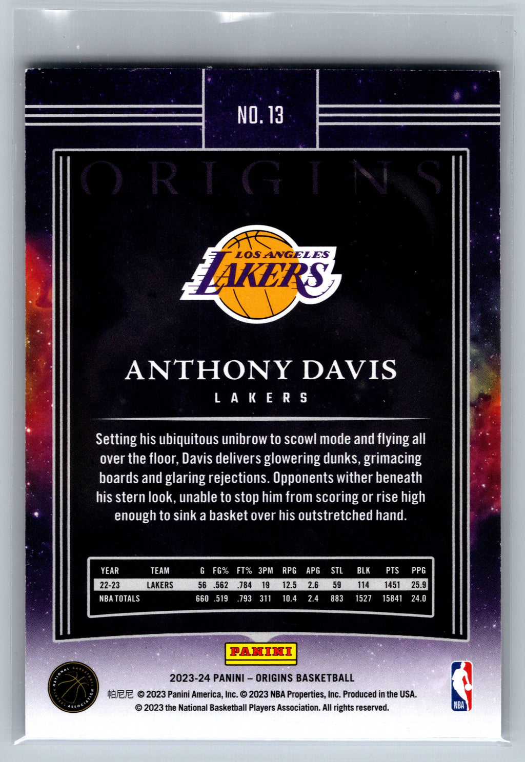 2023 Panini Origins Anthony Davis /99 #13