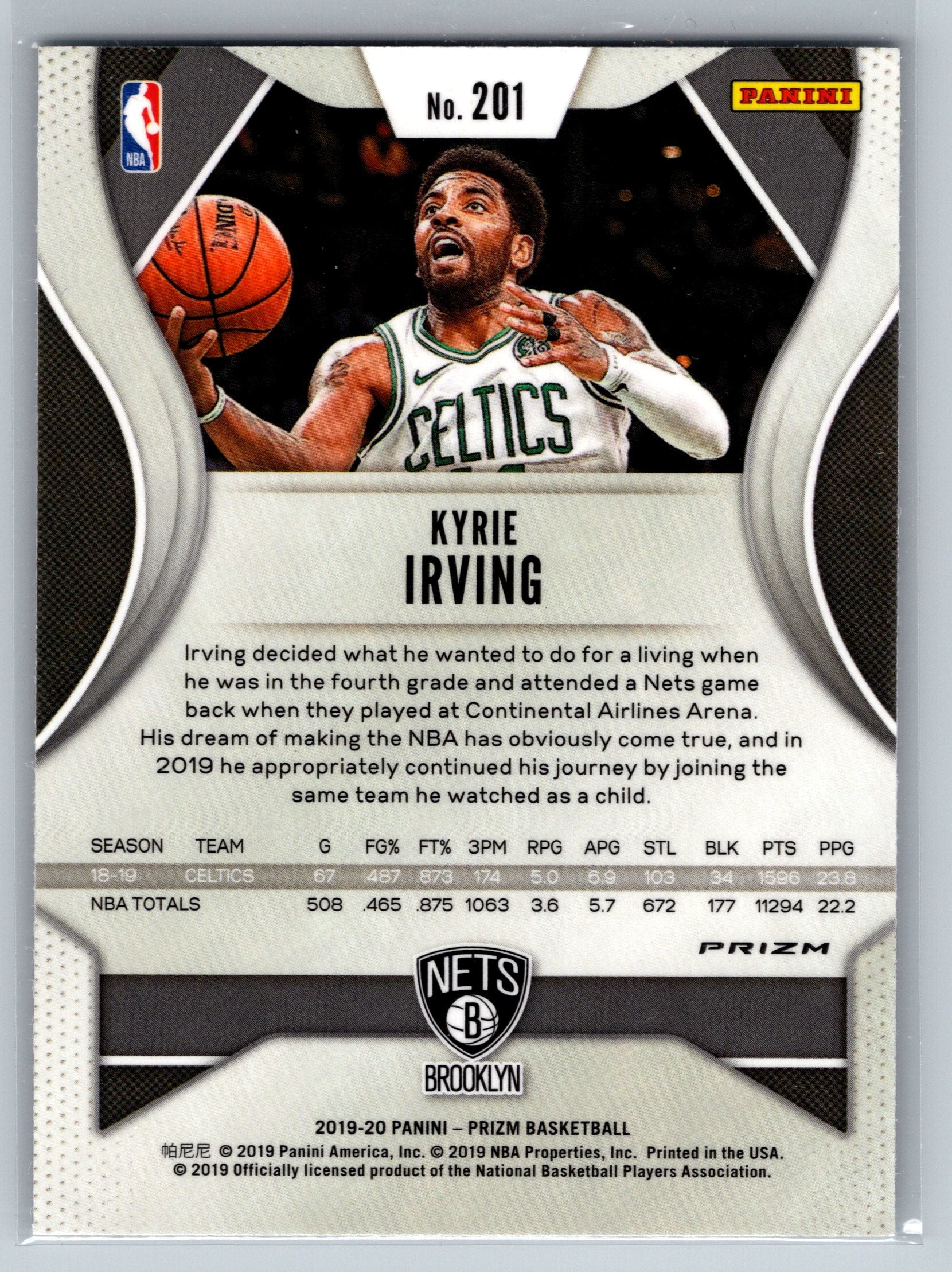 2019 Panini Prizm Kyrie Irving Silver #201