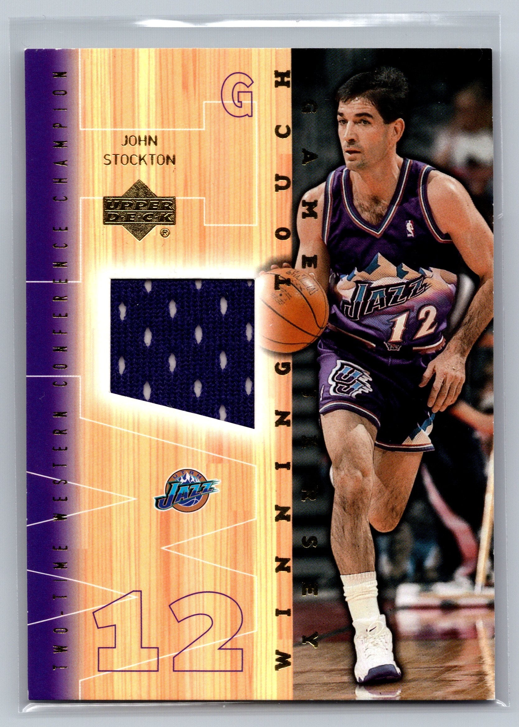 2001 Upper Deck John Stockton Game-Worn Jersey Patch #JS-WT