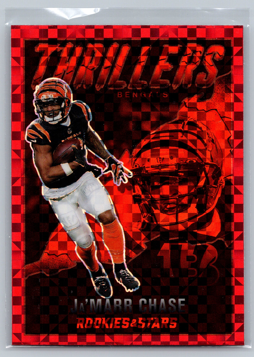 2022 Panini Rookies & Stars Ja'Marr Chase Red Checkerboard Thrillers #TH-16