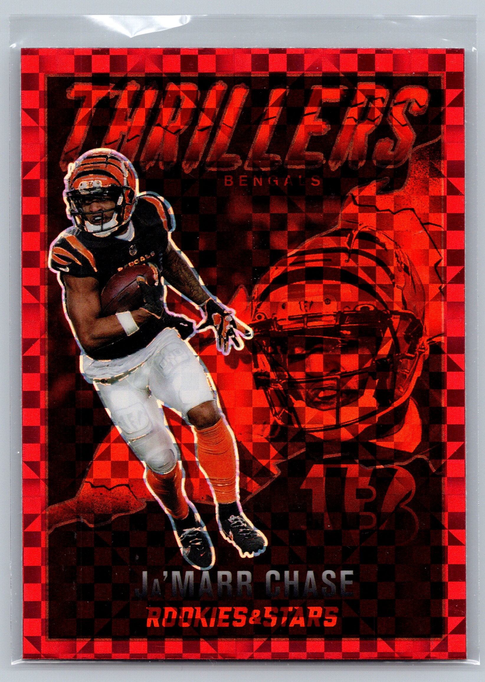 2022 Panini Rookies & Stars Ja'Marr Chase Red Checkerboard Thrillers #TH-16