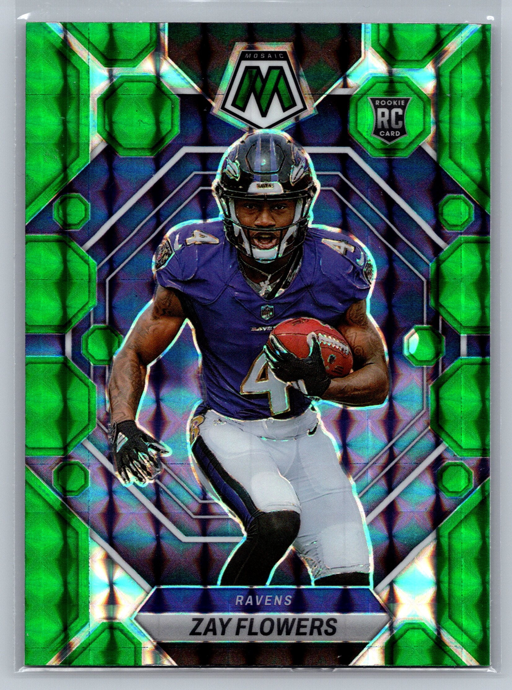 2023 Panini Mosaic Zay Flowers Green Mosaic Rookie Card #380