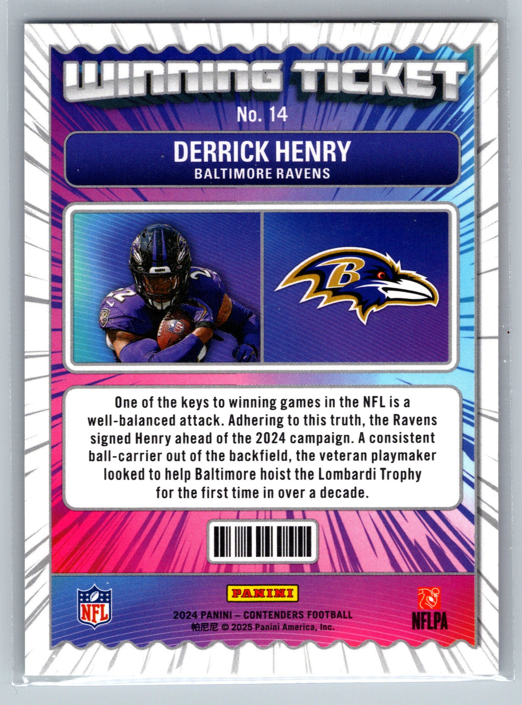 2024 Panini Contenders Derrick Henry Winning Ticket #14
