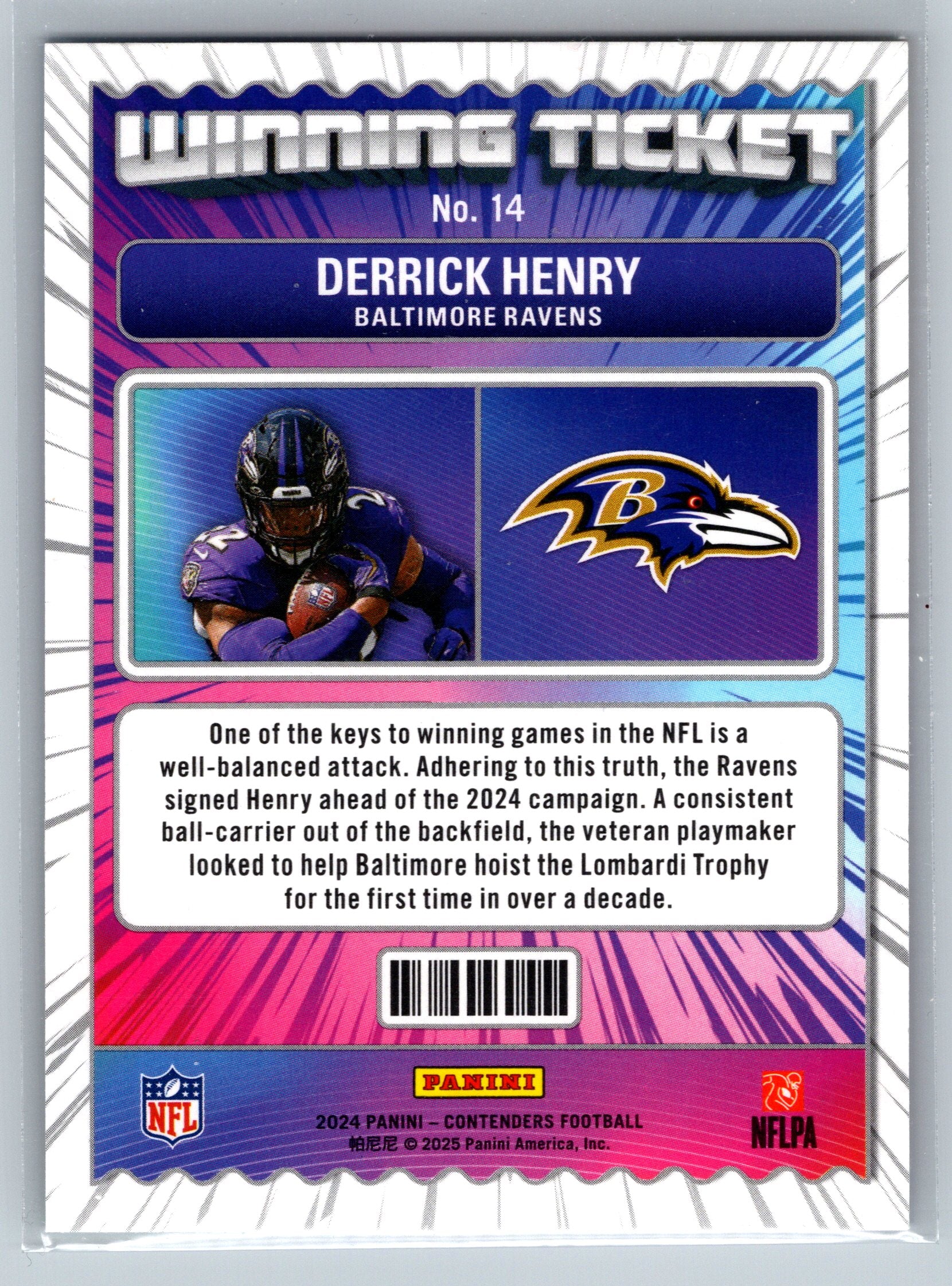 2024 Panini Contenders Derrick Henry Winning Ticket #14