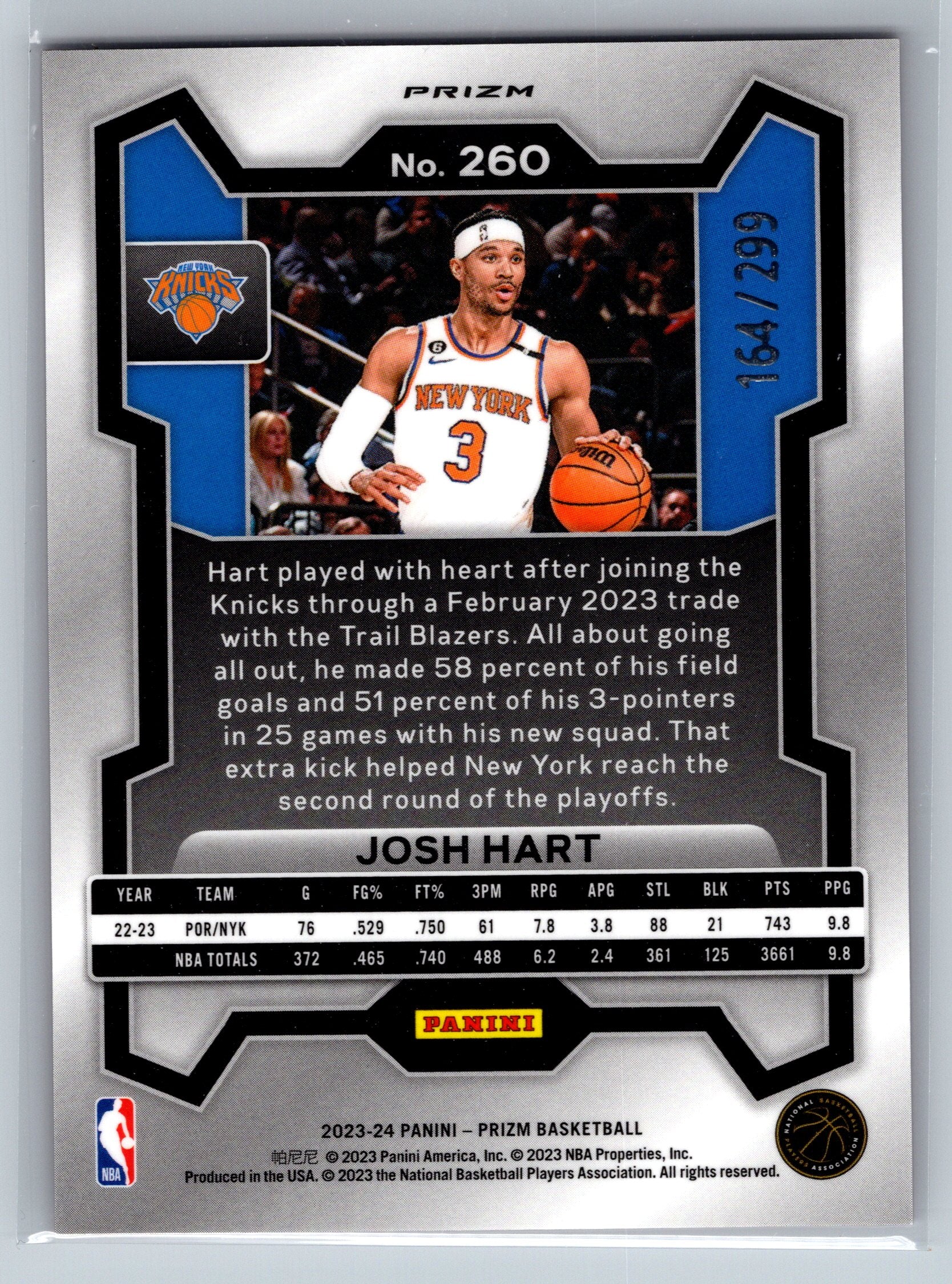 2023 Panini Prizm Josh Hart Red /299 #260