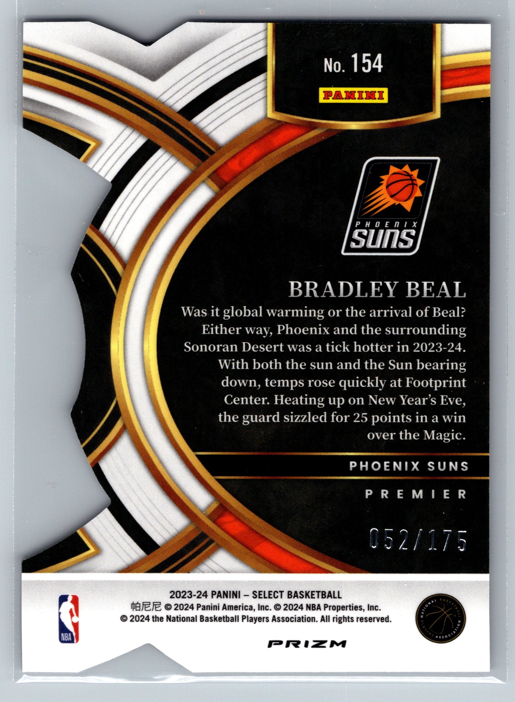 2023 Panini Select Bradley Beal Maroon Premier Level Die-Cut /175 #154