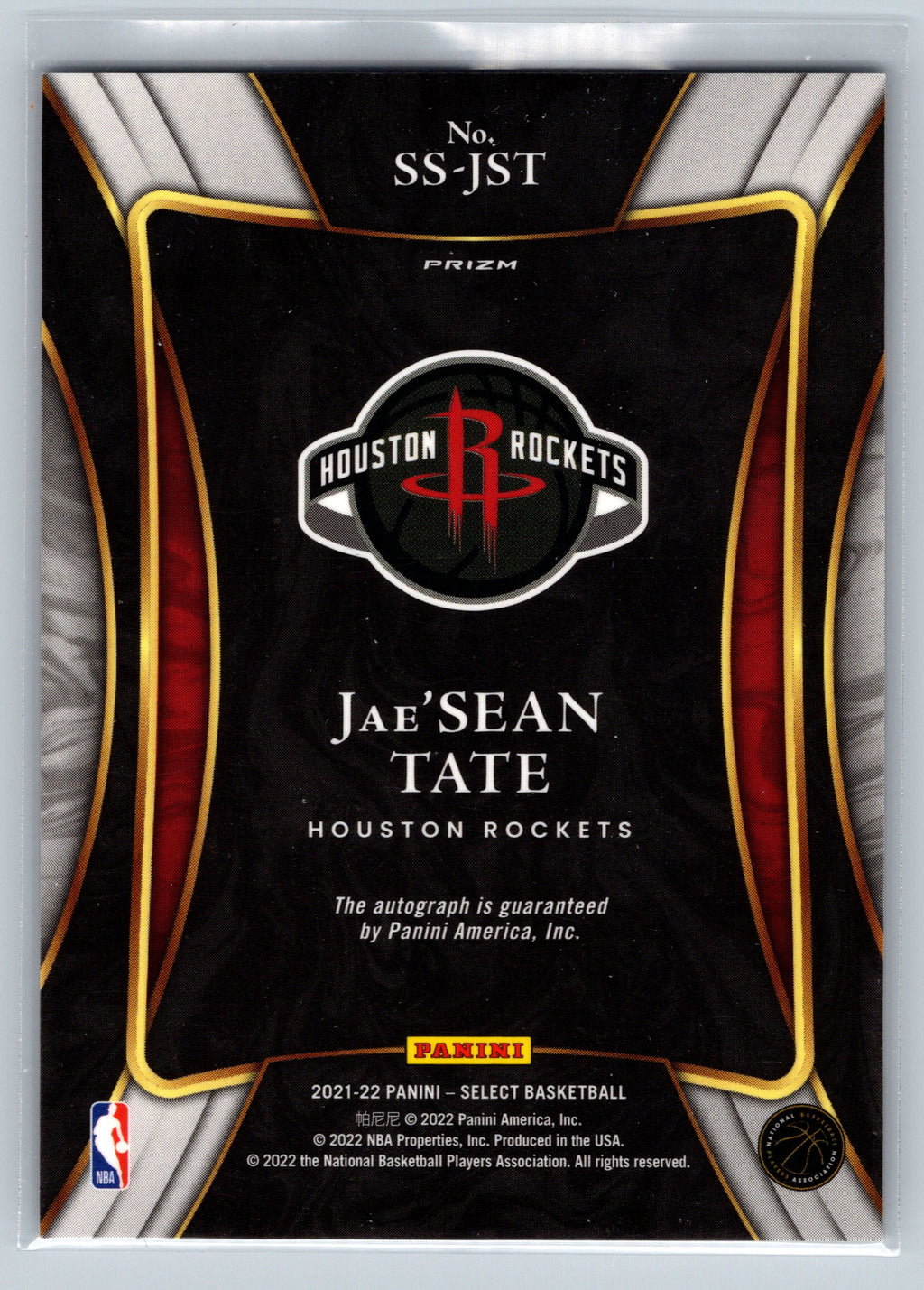 2021 Panini Select Jae'Sean Tate Signature Selections Autograph #SS JST