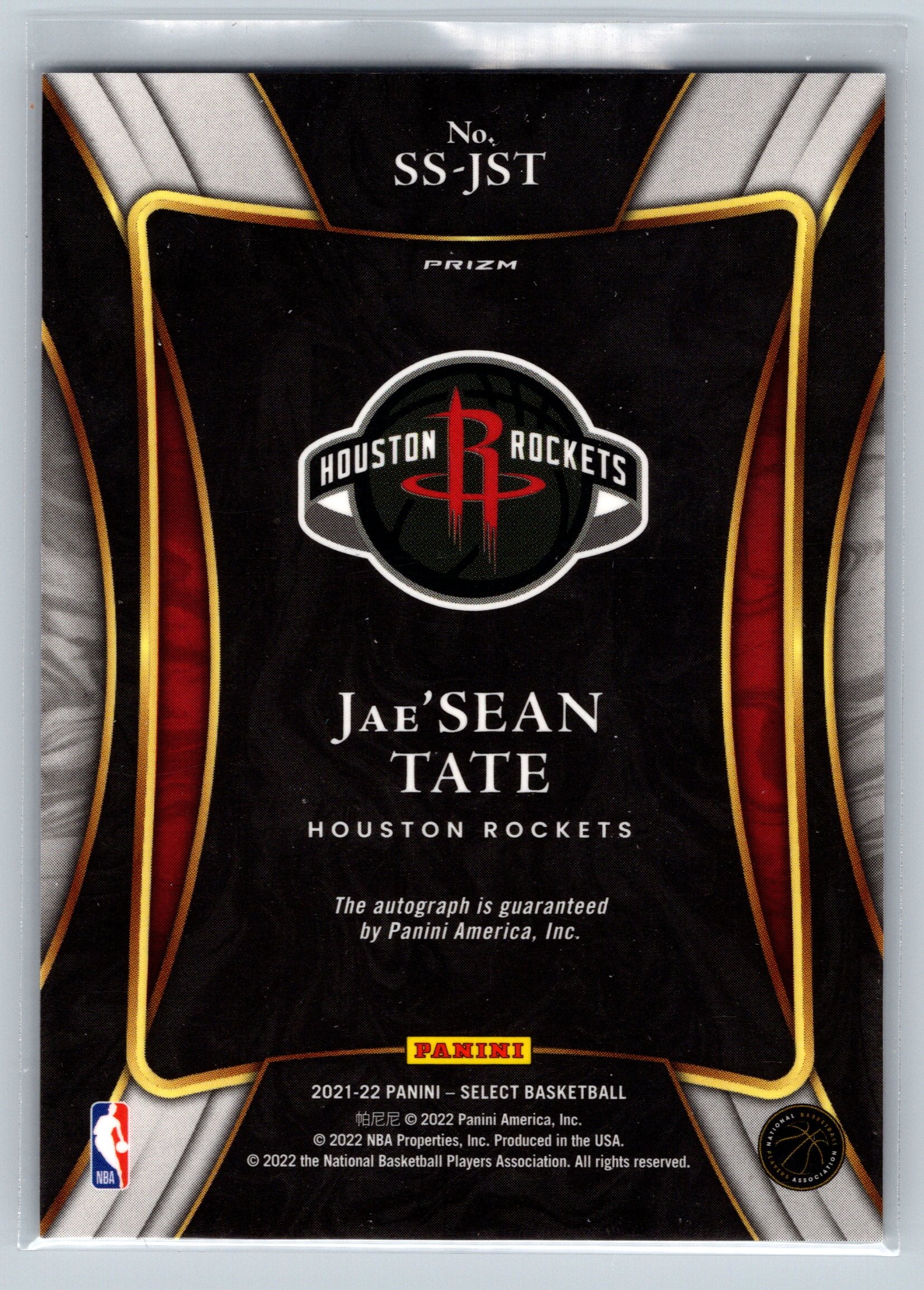 2021 Panini Select Jae'Sean Tate Signature Selections Autograph #SS JST