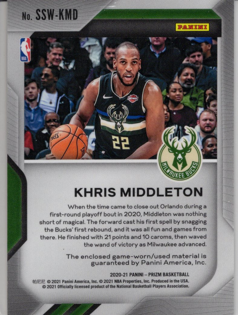 2020 Panini Prizm Khris Middleton Sensational Game-Worn Patch #SSW-KMD