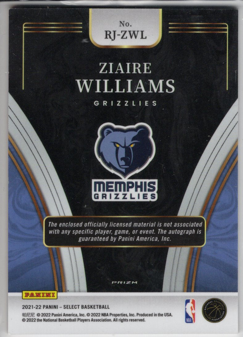 2021 Panini Select Ziaire Williams Red Wave Rookie Patch Autograph #RJ-ZWL