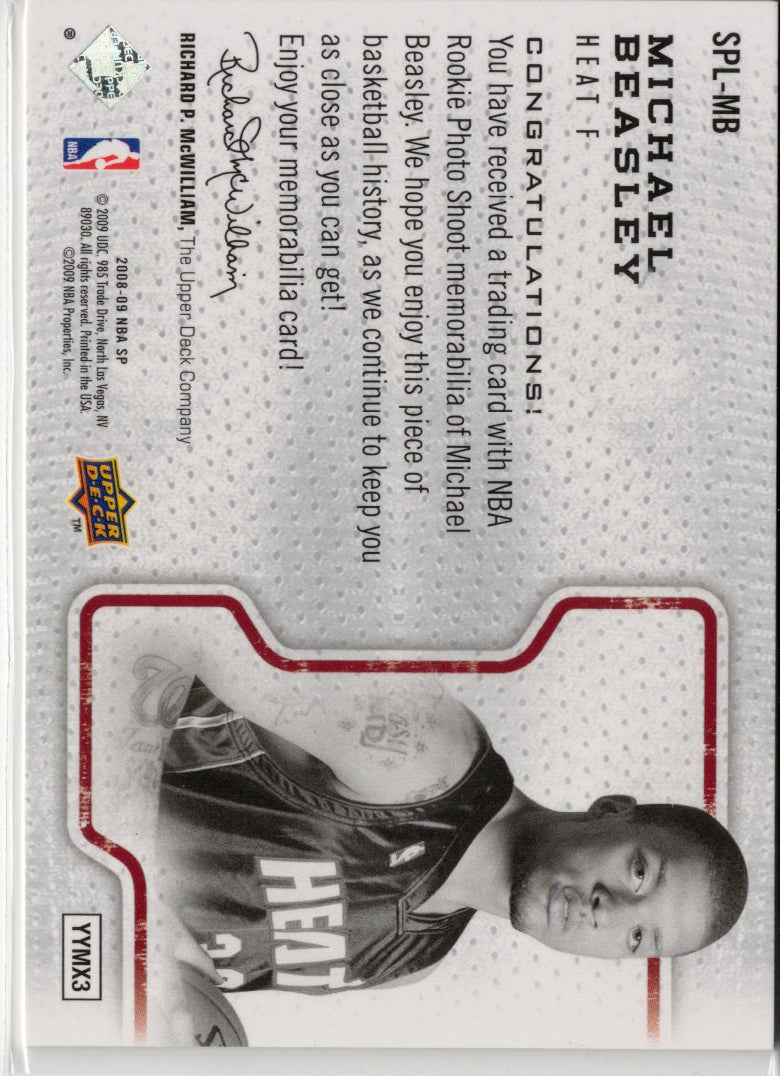 2008 Upper Deck SP Michael Beasley Player-Worn Rookie Patch Card #SPL-MB