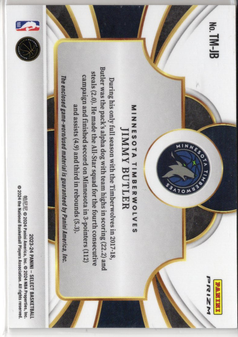 2023 Panini Select Jimmy Butler Throwback Memorabilia Game-Worn Jersey Patch #TM-JB