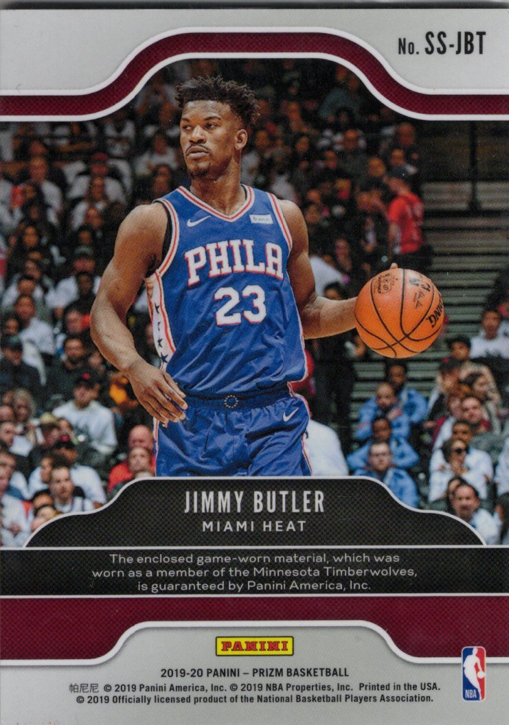 2019 Panini Prizm Jimmy Butler Sensational Game-Worn Jersey Patch #SS-JBT
