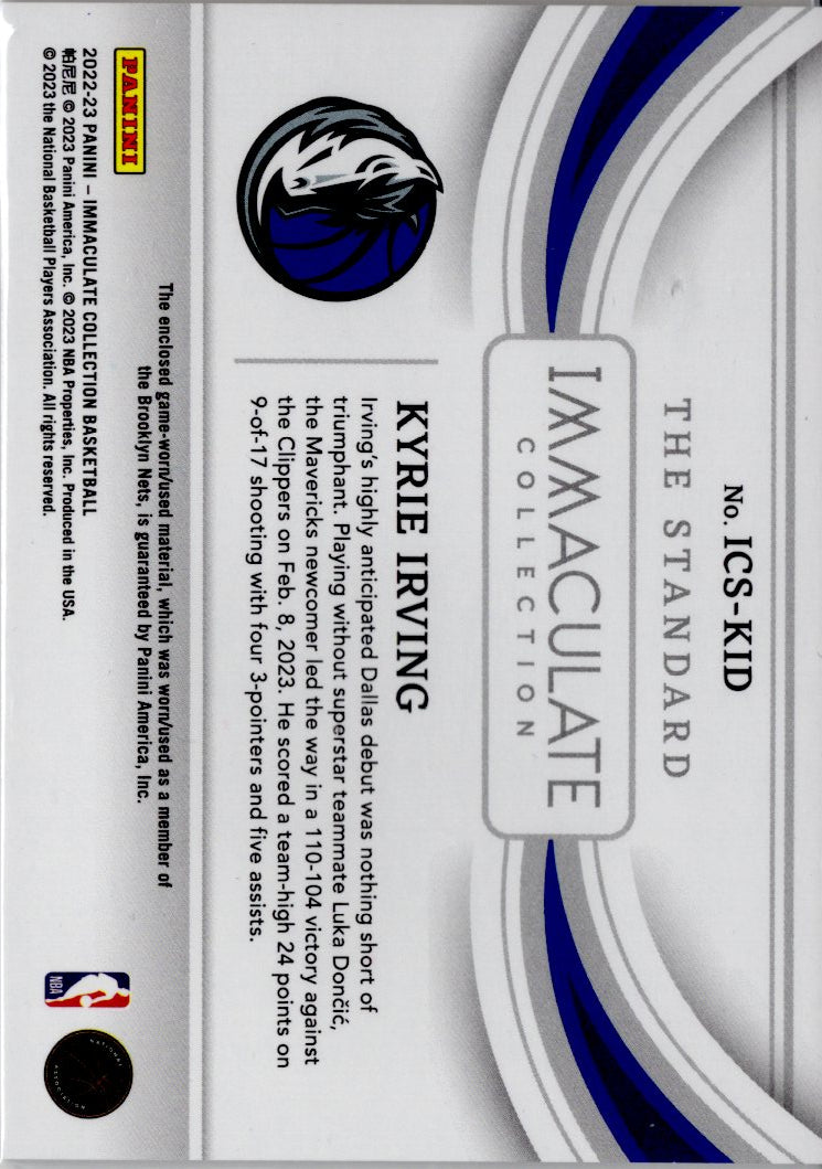 2022 Panini Immaculate Kyrie Irving Game-Worn Patch Card #ICS-KID