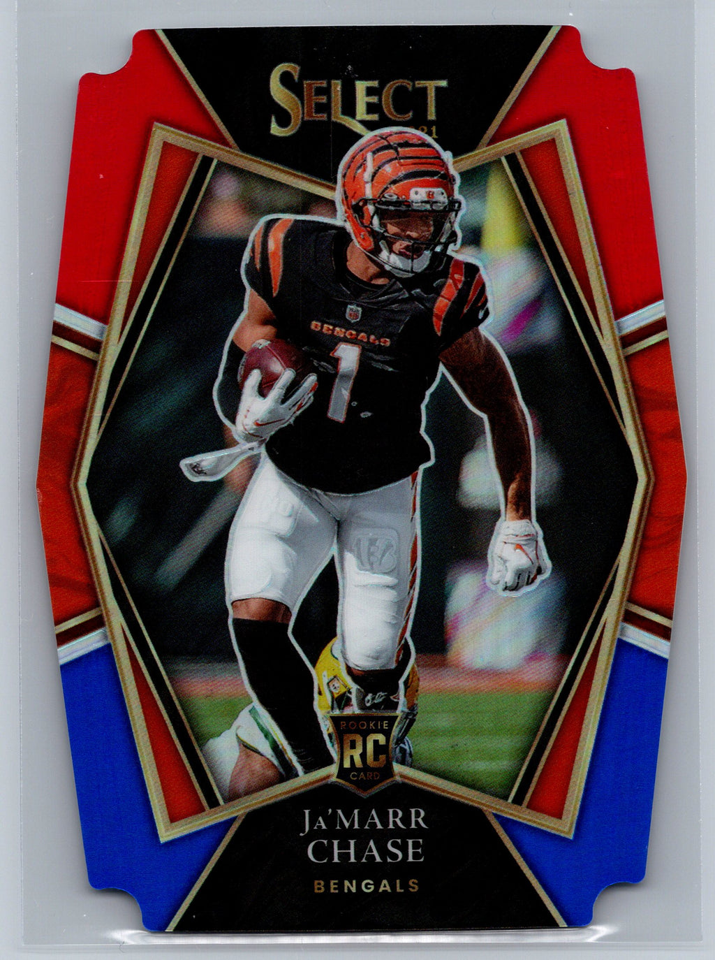 2021 Panini Select Ja'Marr Chase Red Blue Premier Level Rookie Card #147