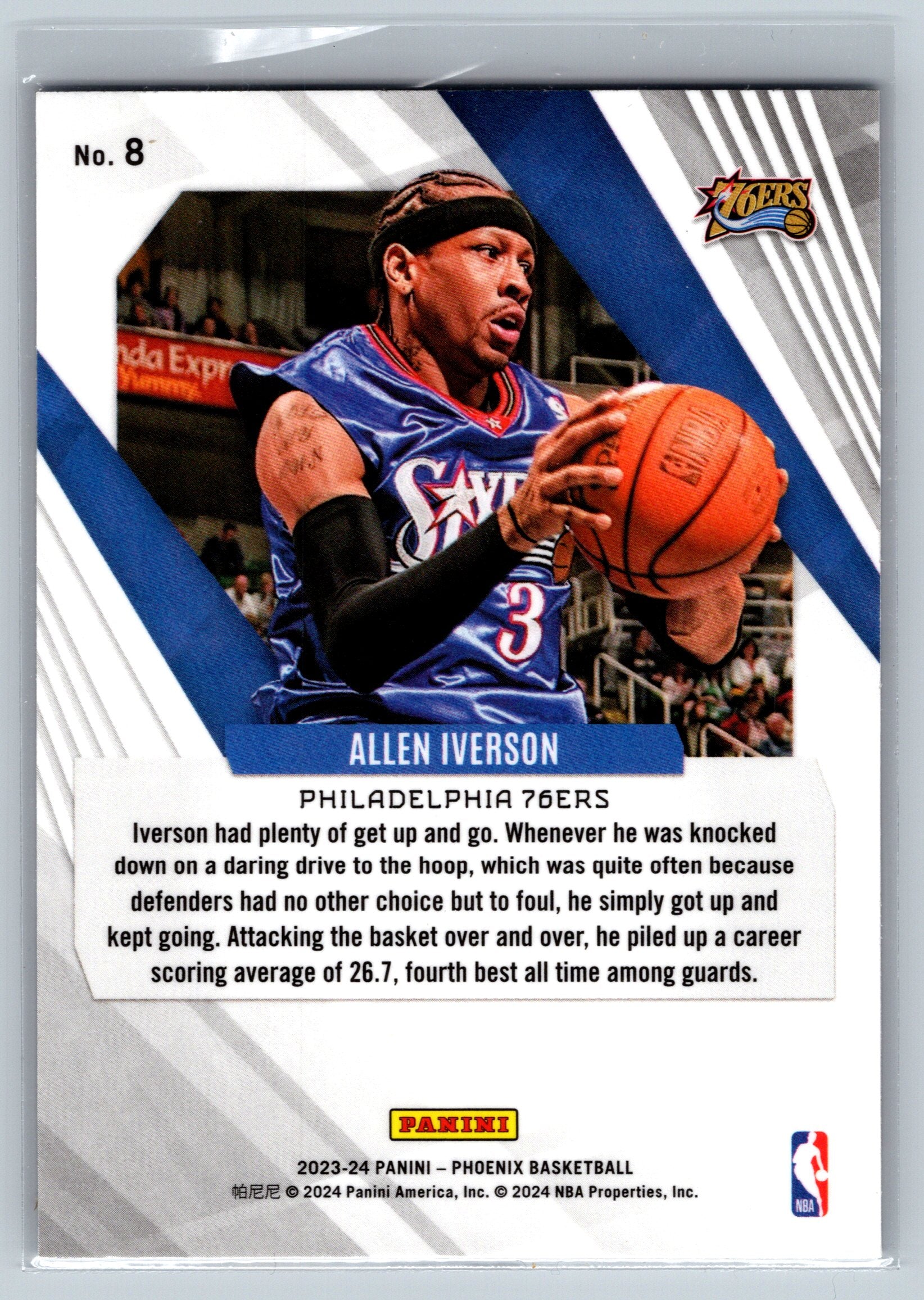 2023 Panini Phoenix Allen Iverson Blue Cracked Ice #8