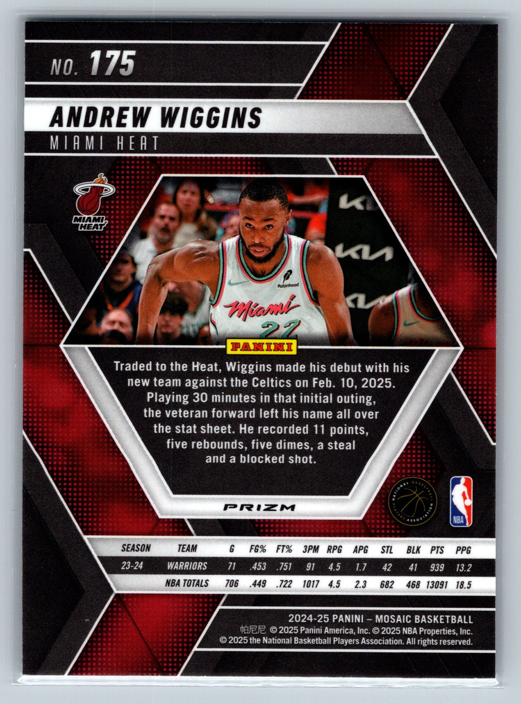 2024 Panini Mosaic Andrew Wiggins Green Reactive #175