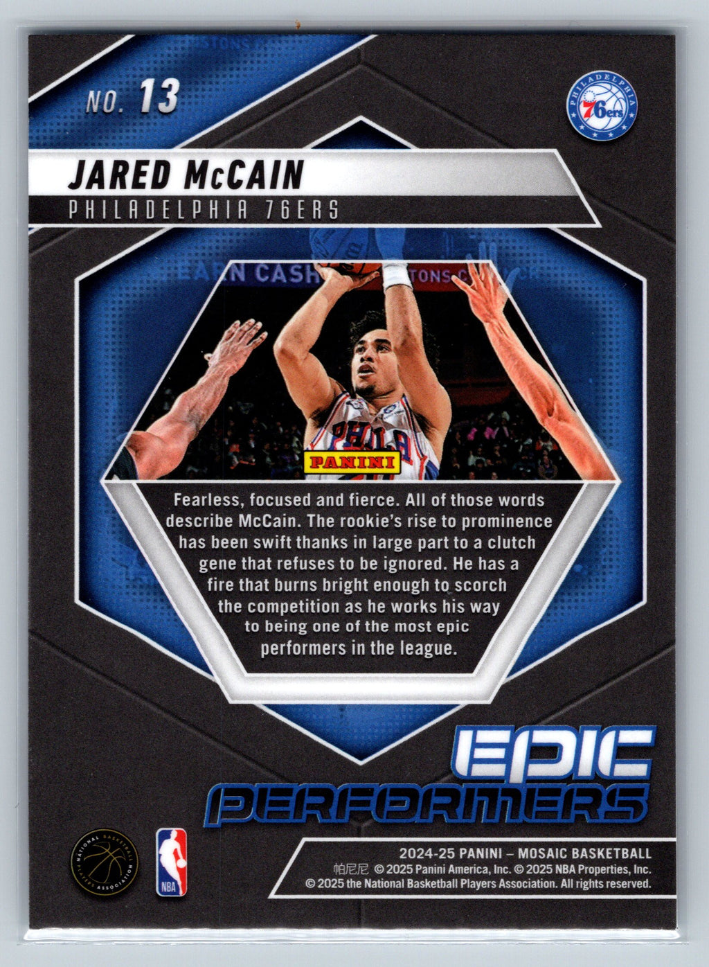 2024 Paanini Mosaic Jared McCain Epic Performers Rookie Card #13