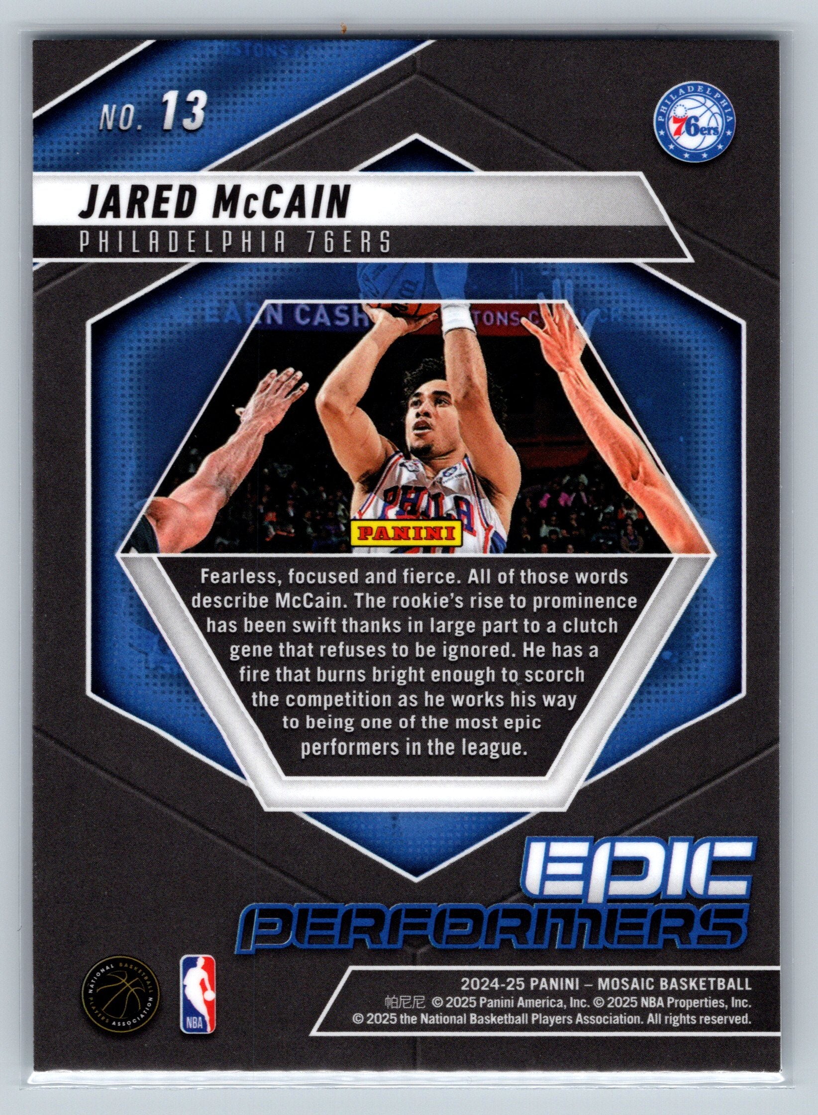 2024 Paanini Mosaic Jared McCain Epic Performers Rookie Card #13