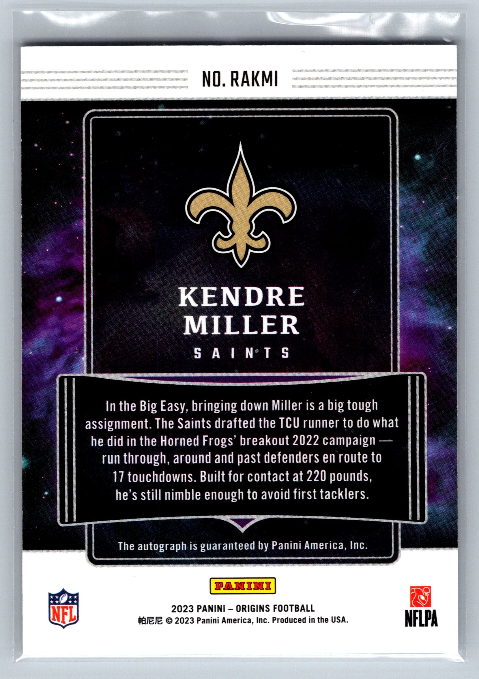 2023 Panini Origins Kendre Miller Rookie On-Card Autograph #RAKMI