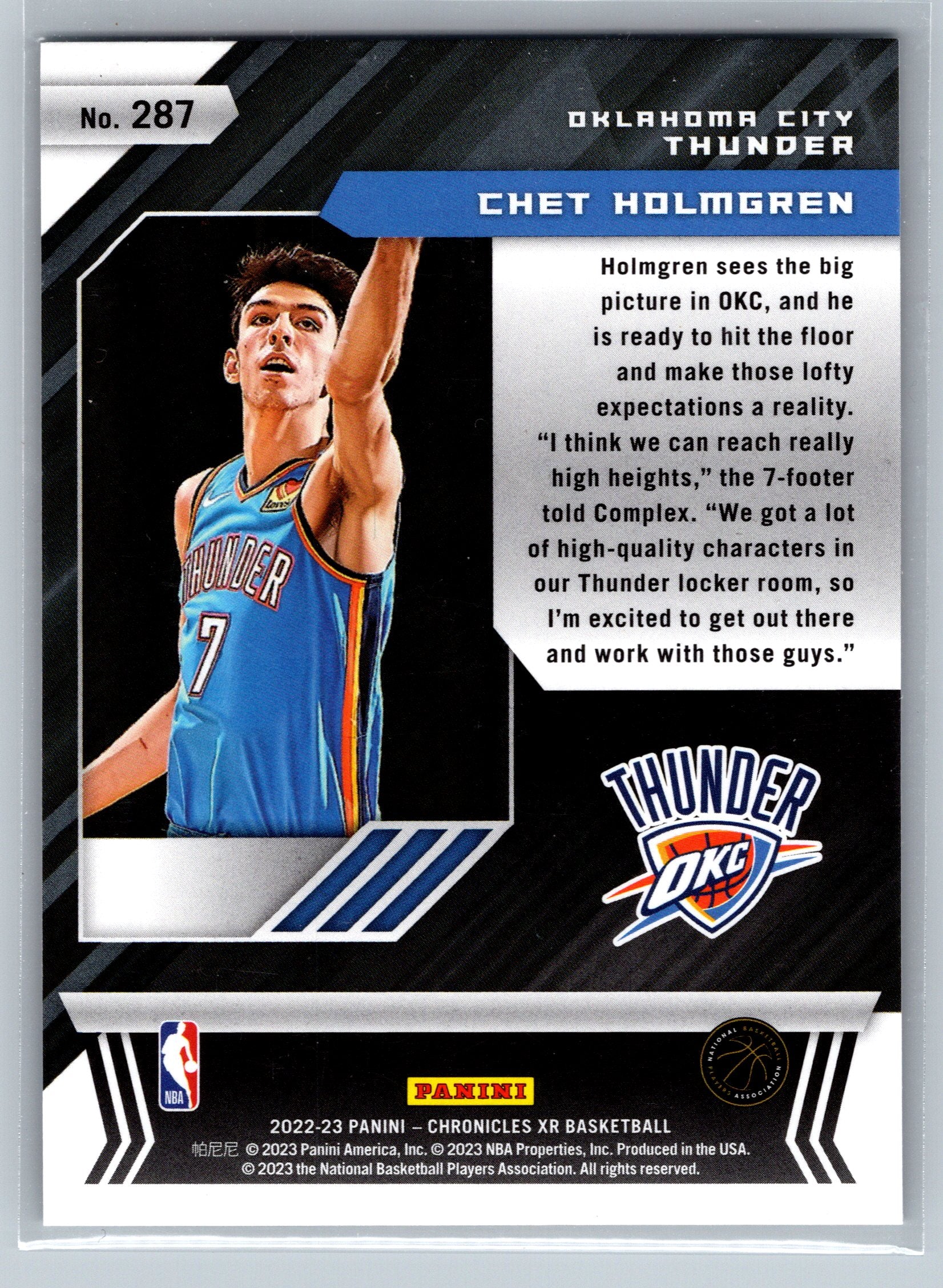 2022 Panini Chronicles Chet Holmgren XR Rookie Card #267