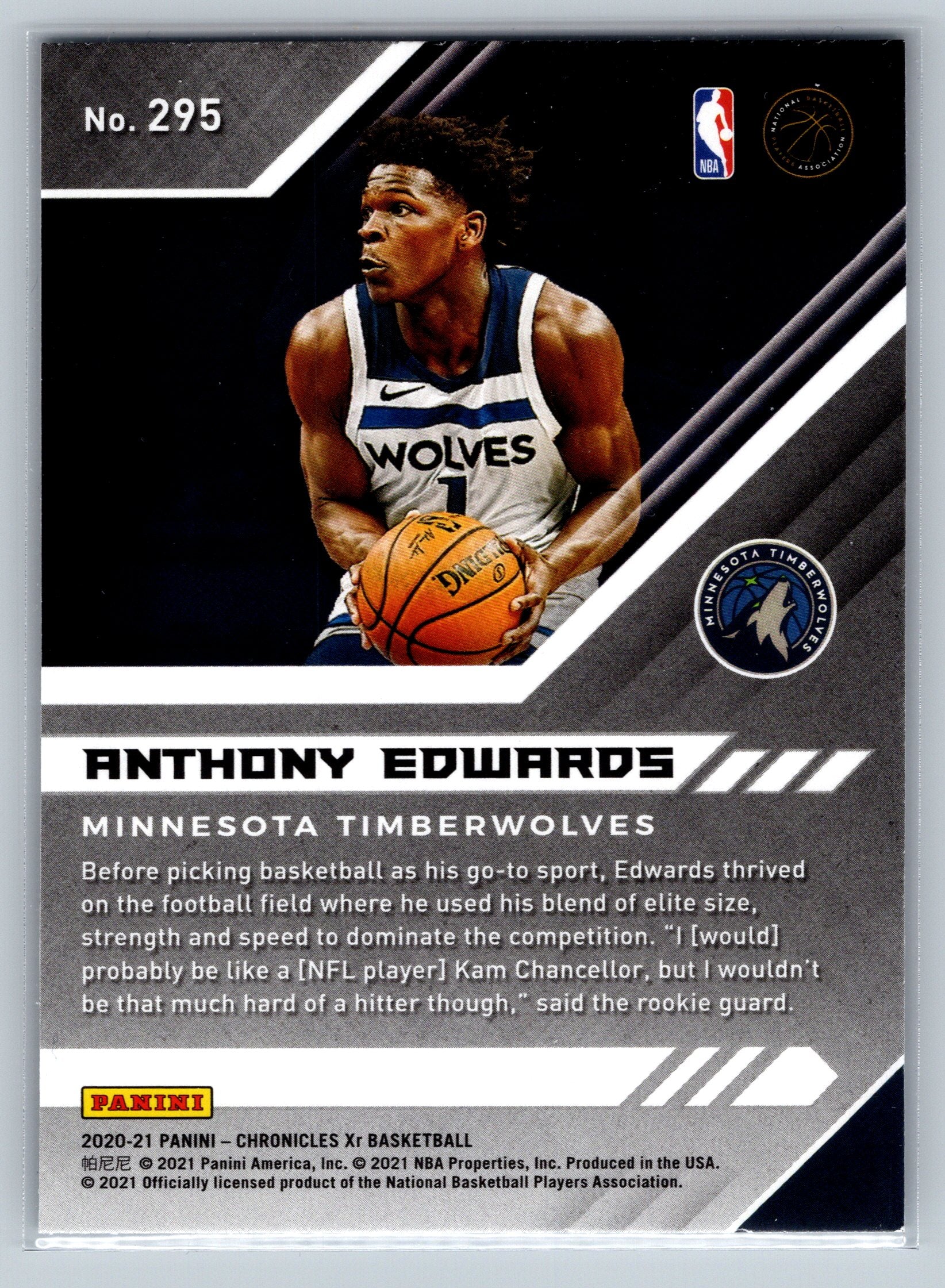 2020 Panini Chronicles Anthony Edwards Holo XR Rookie Card #295