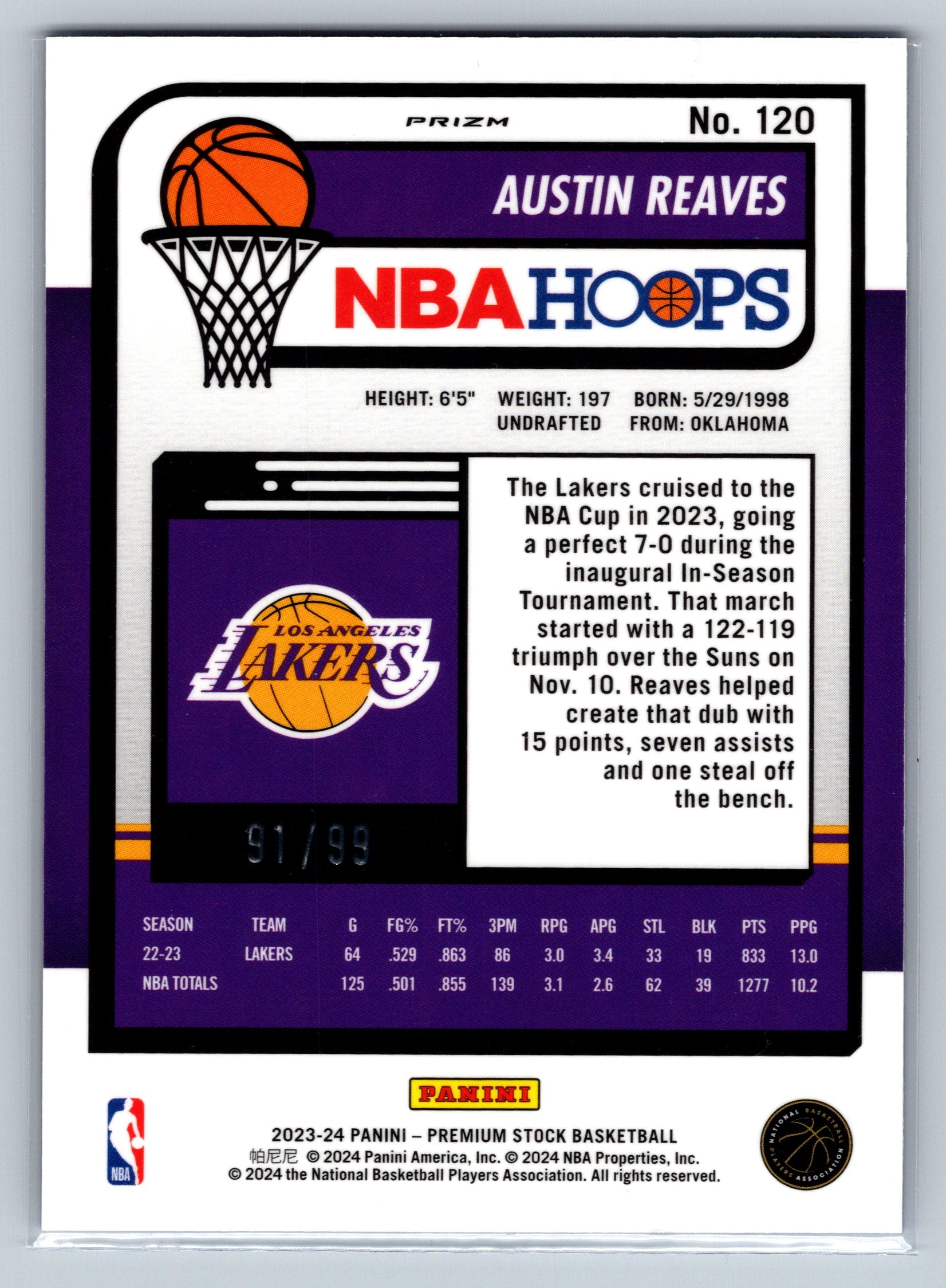 2023 Panini NBA Hoops Austin Reaves Blue Disco /99 #120