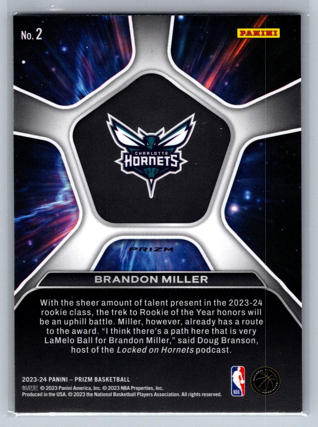 2023 Panini Prizm Brandon Miller Silver Deep Space Rookie Card #2